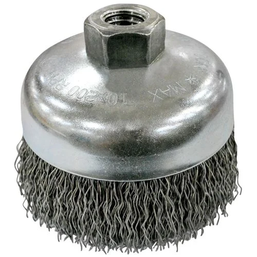4" Carbon Steel Crimp Cup Brush (5/8" x 11) Arbor Center Hole