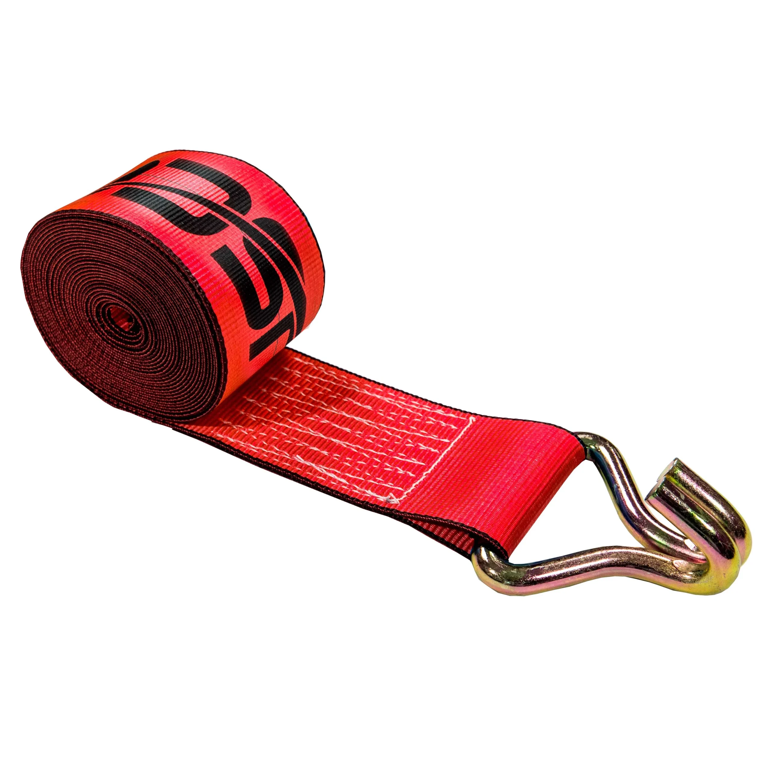 4" x 27' Winch Strap with Wire Hook | Red