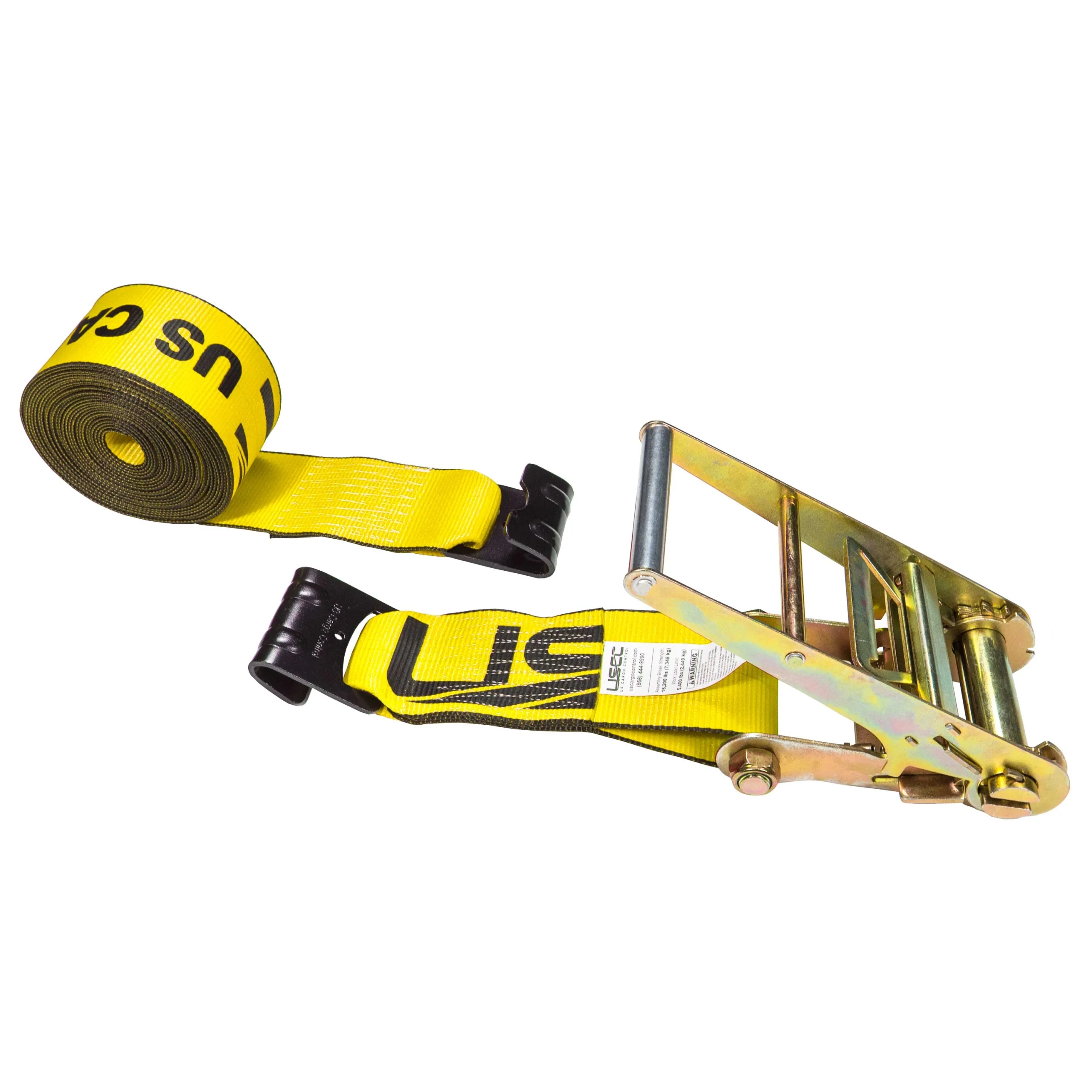 4" x 30' Ratchet Strap with Flat Hooks | Yellow