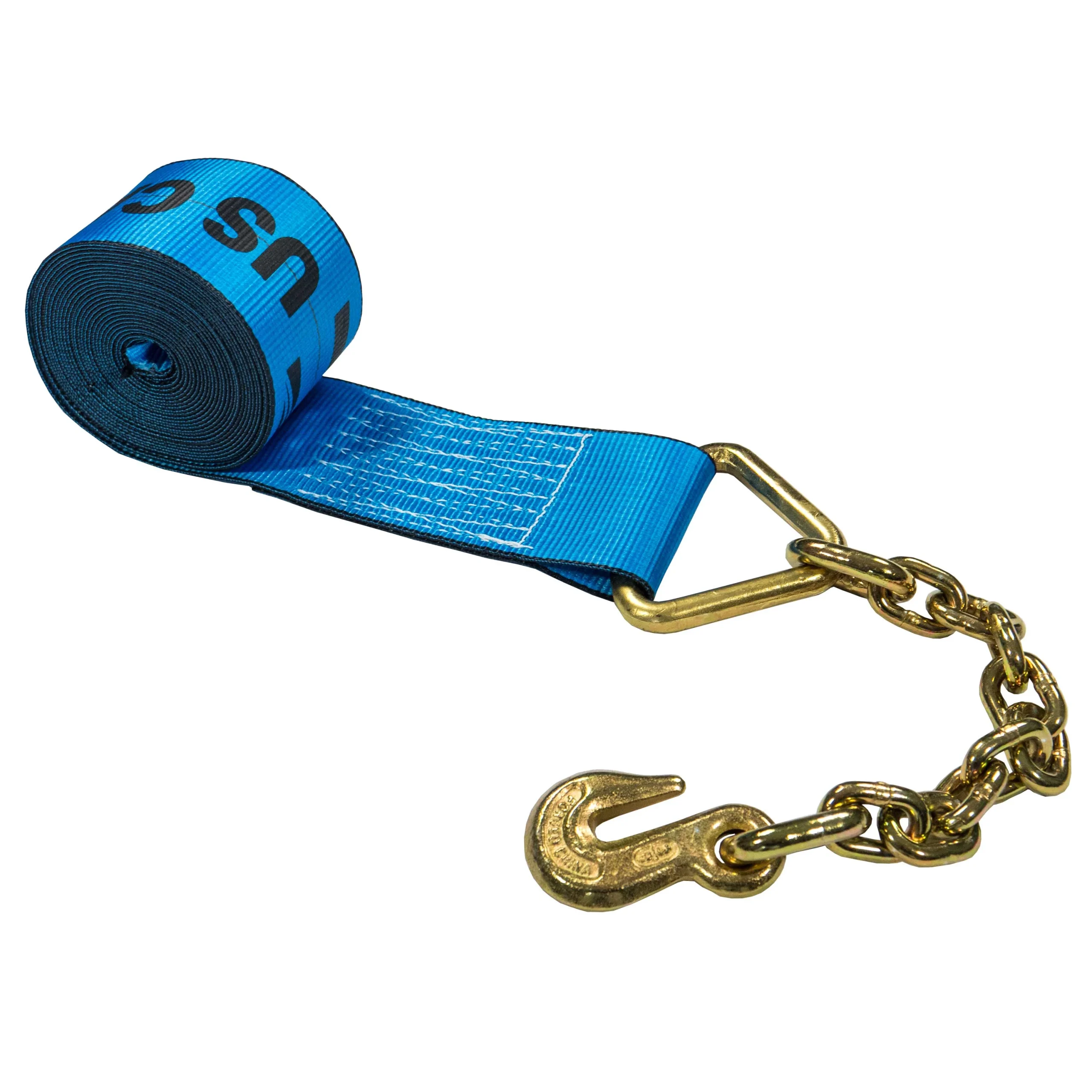 4" x 30' Winch Strap with 18" Chain Extension | Blue