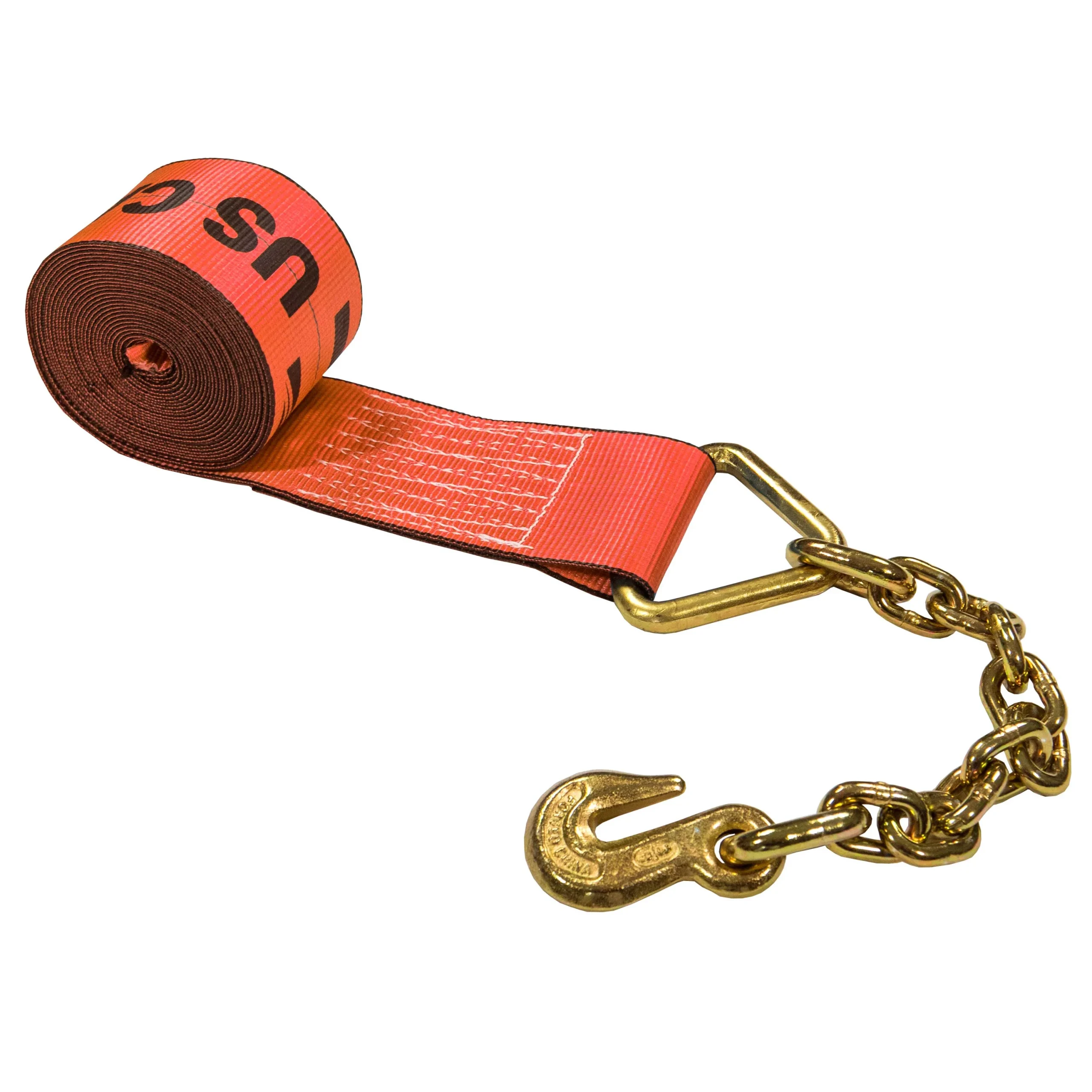 4" x 30' Winch Strap with 18" Chain Extension | Red