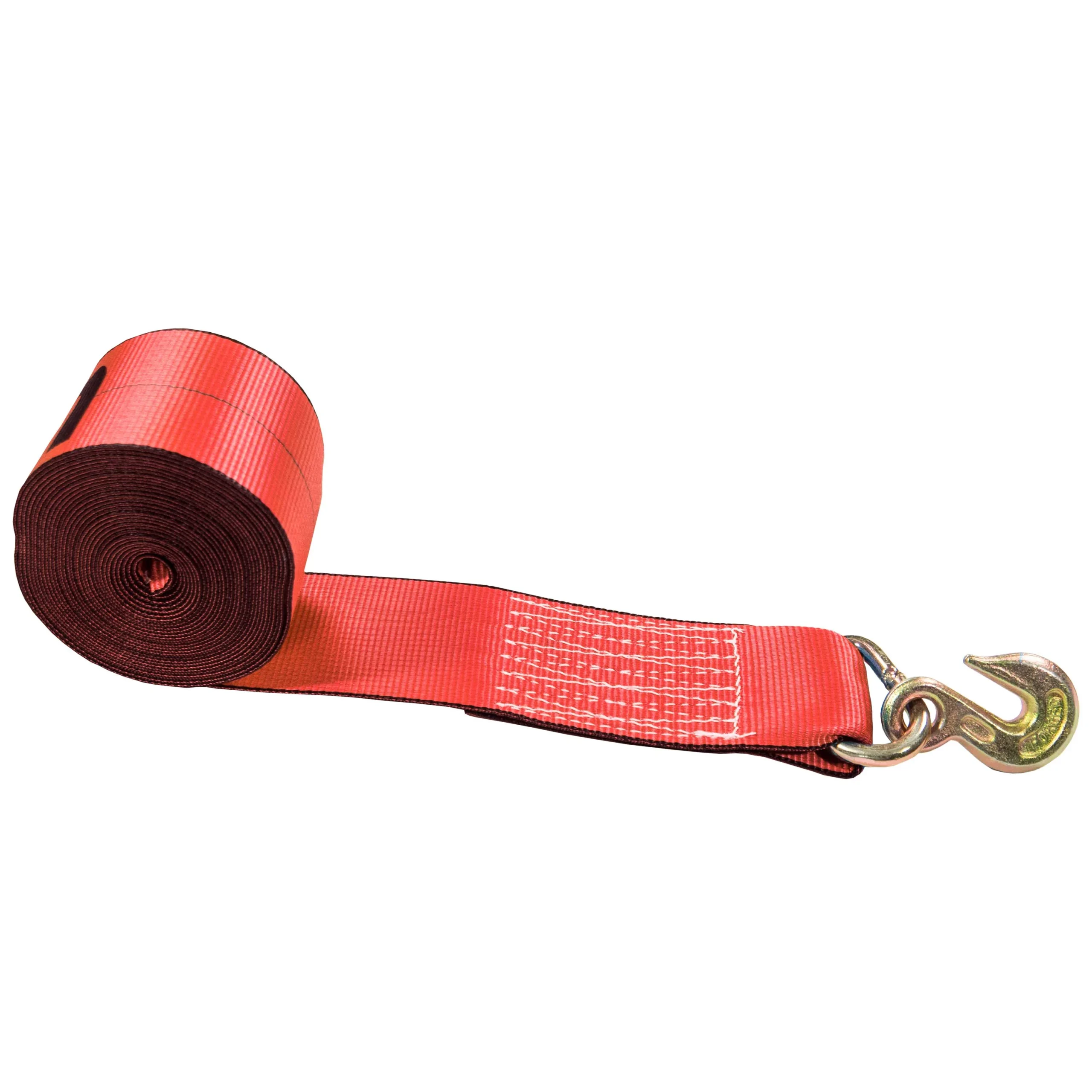 4" x 30' Winch Strap with Grab Hook | Red