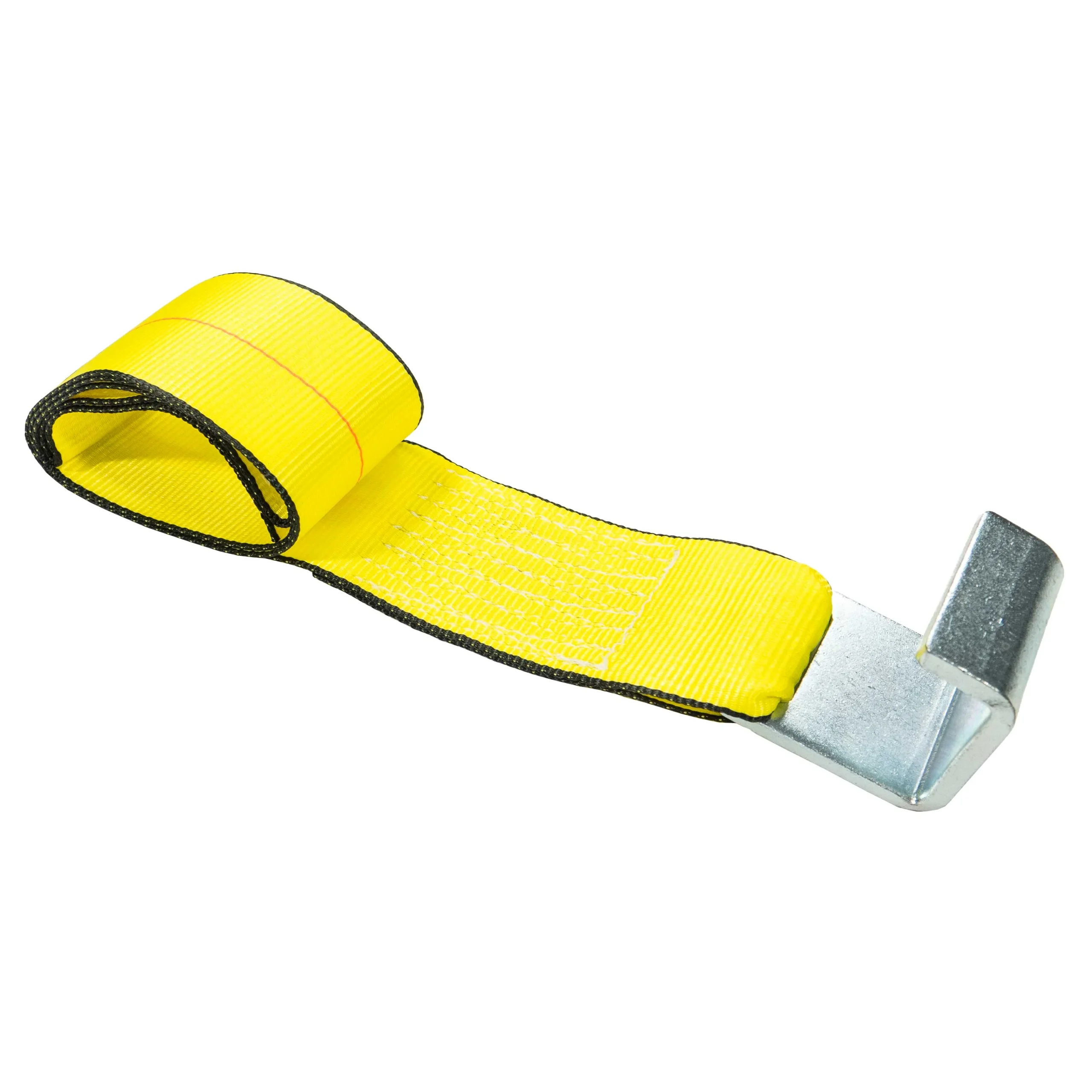 4" x 5' Roll Off Container Strap with Sewn End Loop | Yellow