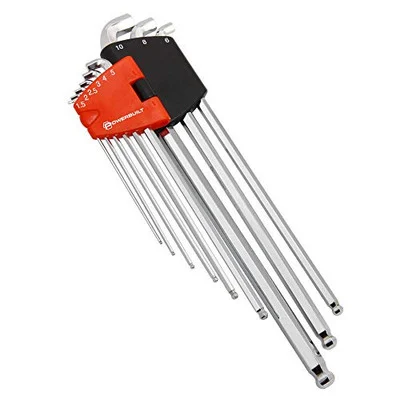 Powerbuilt 240100 9-Piece Metric Stubby Long Arm Ball End Hex Key Wrench Set (JB-ALT-240100)