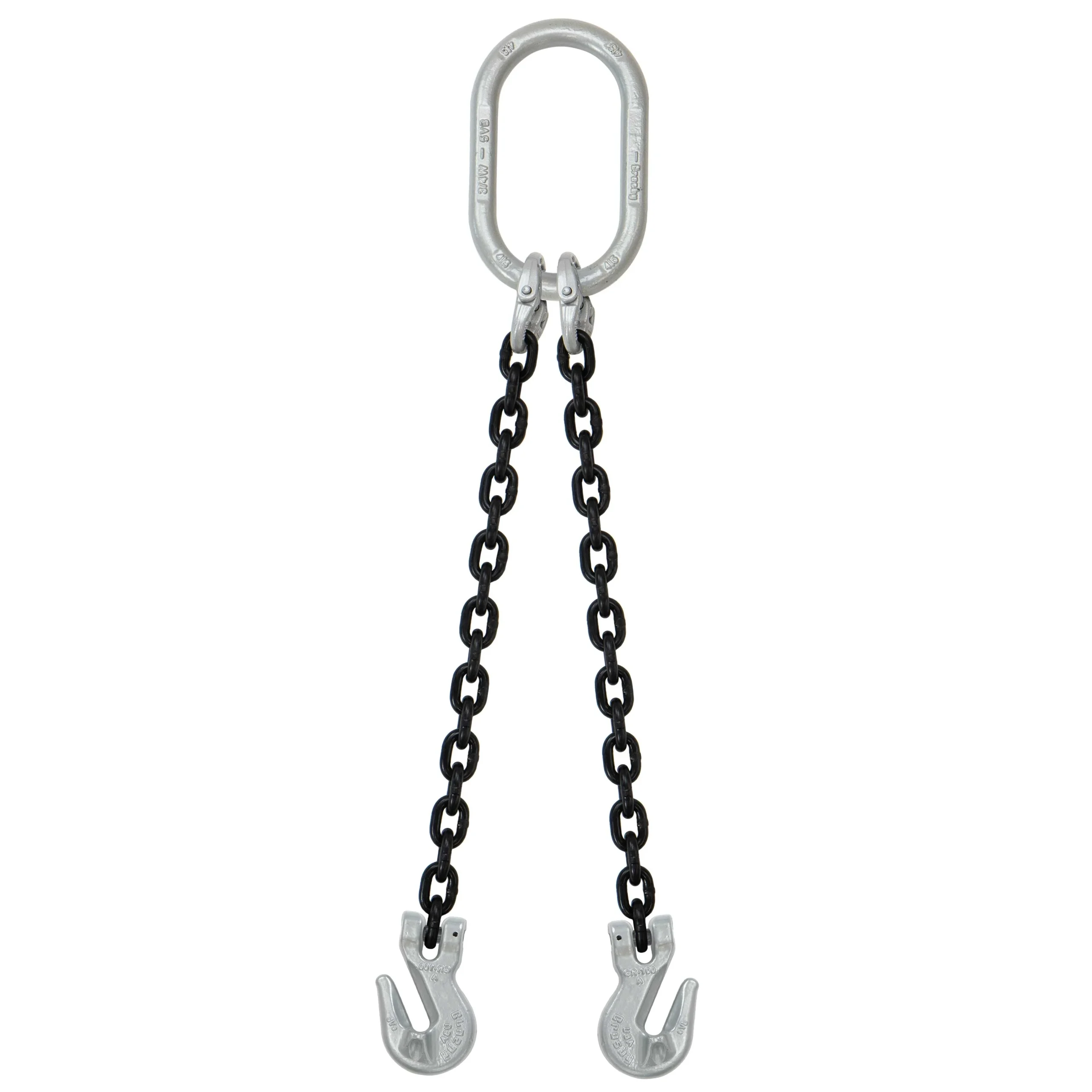 5/16" x 10' Domestic 2 Leg Chain Sling with Crosby Grab Hooks - Grade 100