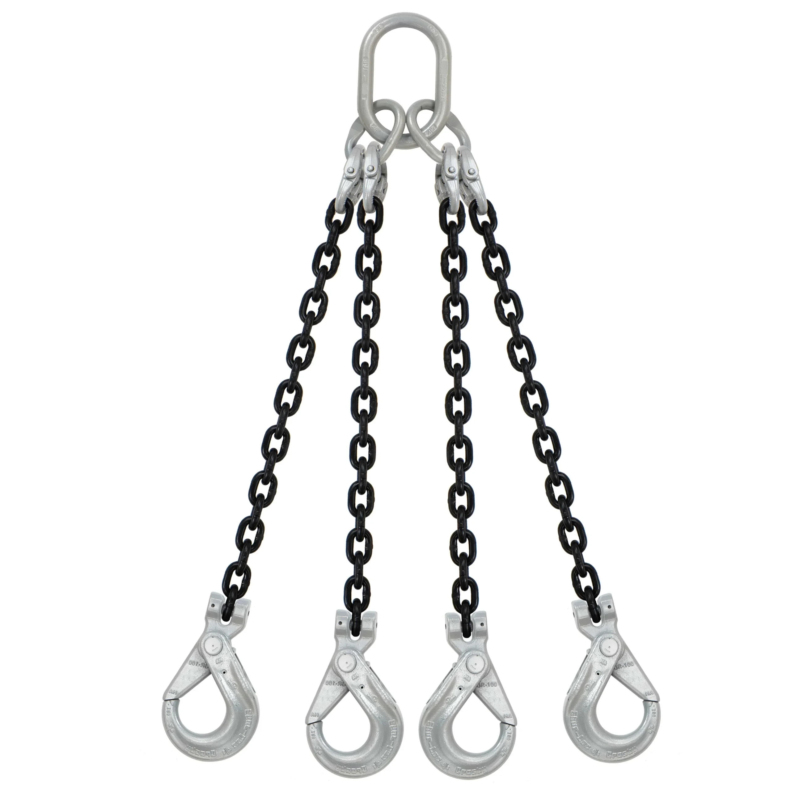 5/16" x 10' Domestic 4 Leg Chain Sling with Crosby Self-Locking Hooks - Grade 100