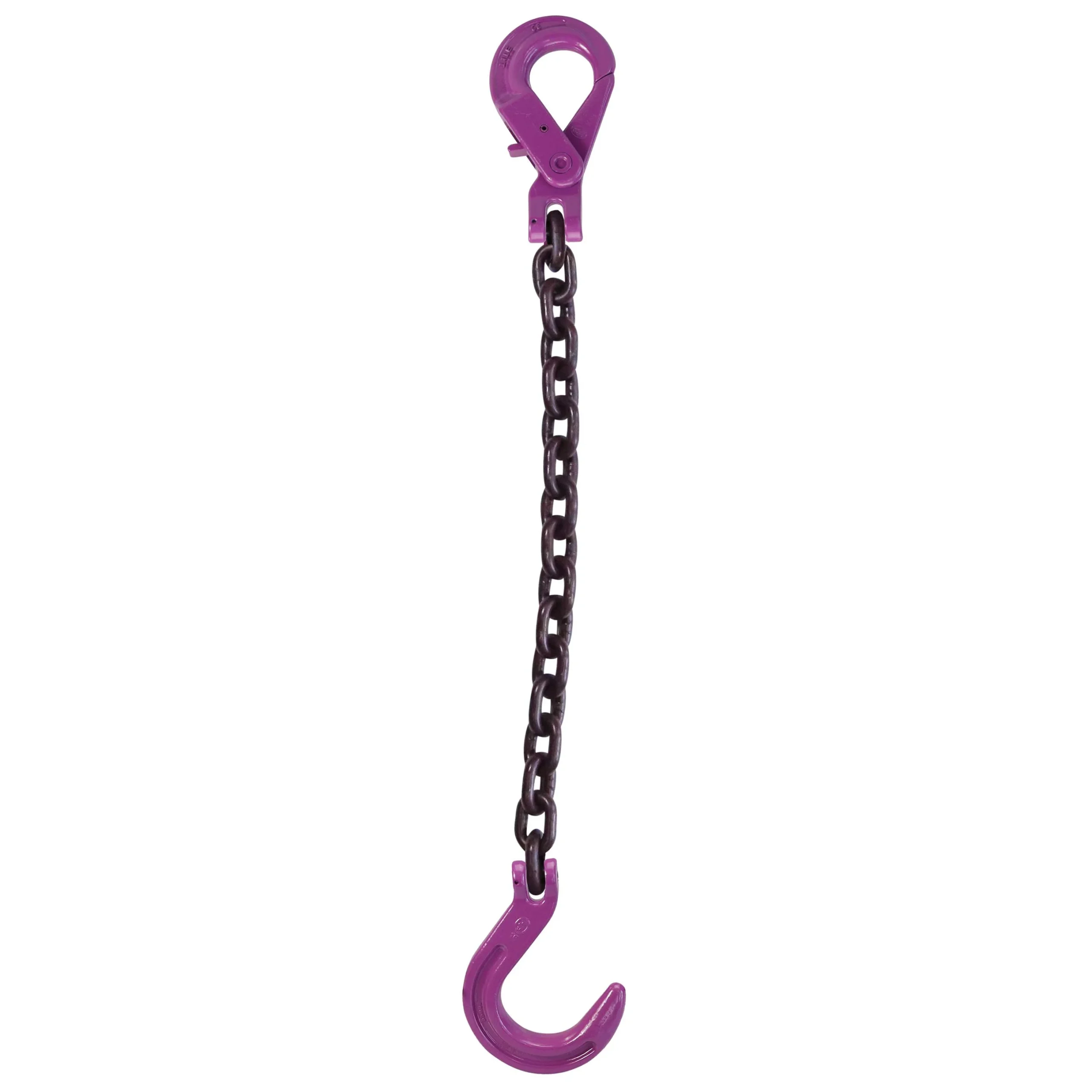 5/16" x 10' Single Leg Chain Sling w/ Self-Locking + Foundry Hooks - Grade 100