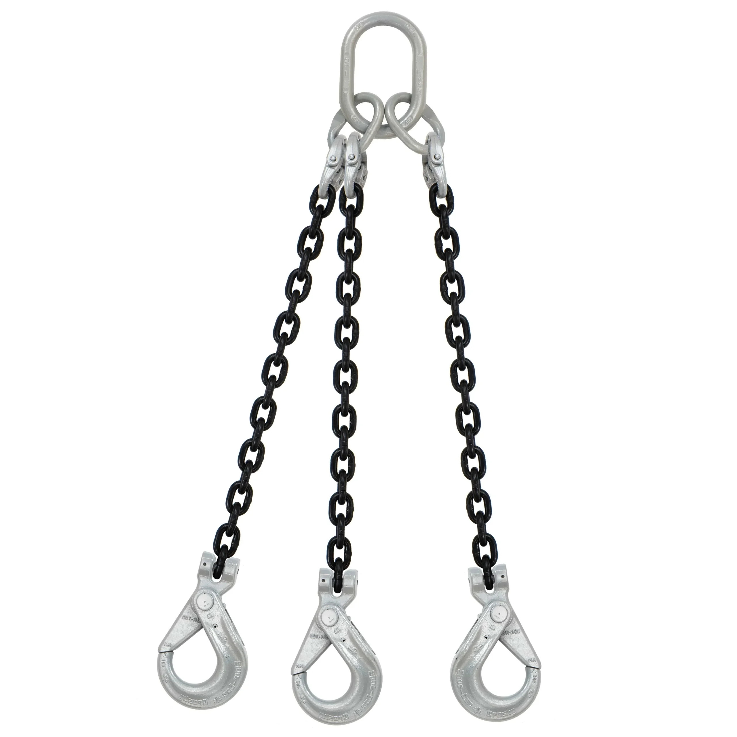 5/16" x 12' Domestic 3 Leg Chain Sling with Crosby Self-Locking Hooks - Grade 100