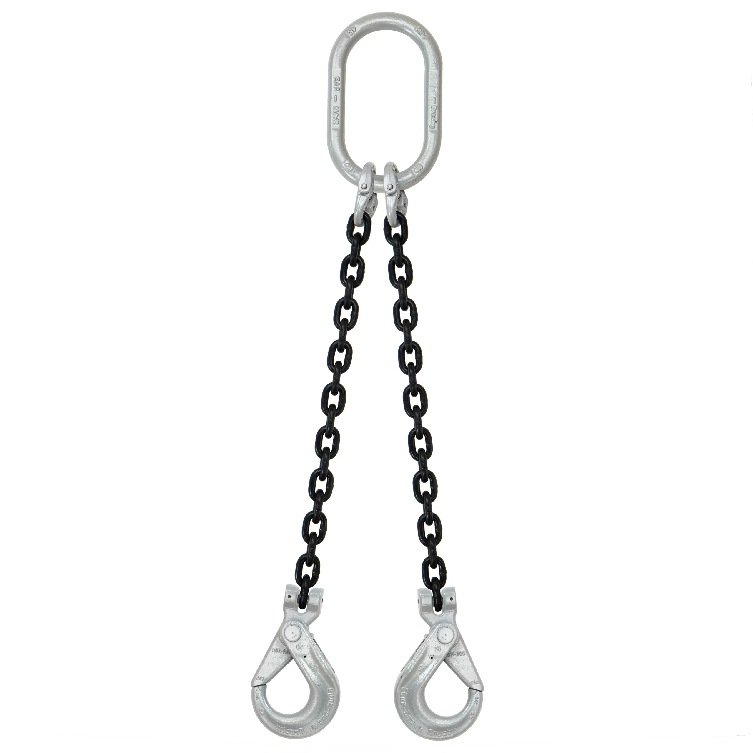 5/16" x 16' Domestic 2 Leg Chain Sling with Crosby Self-Locking Hooks - Grade 100