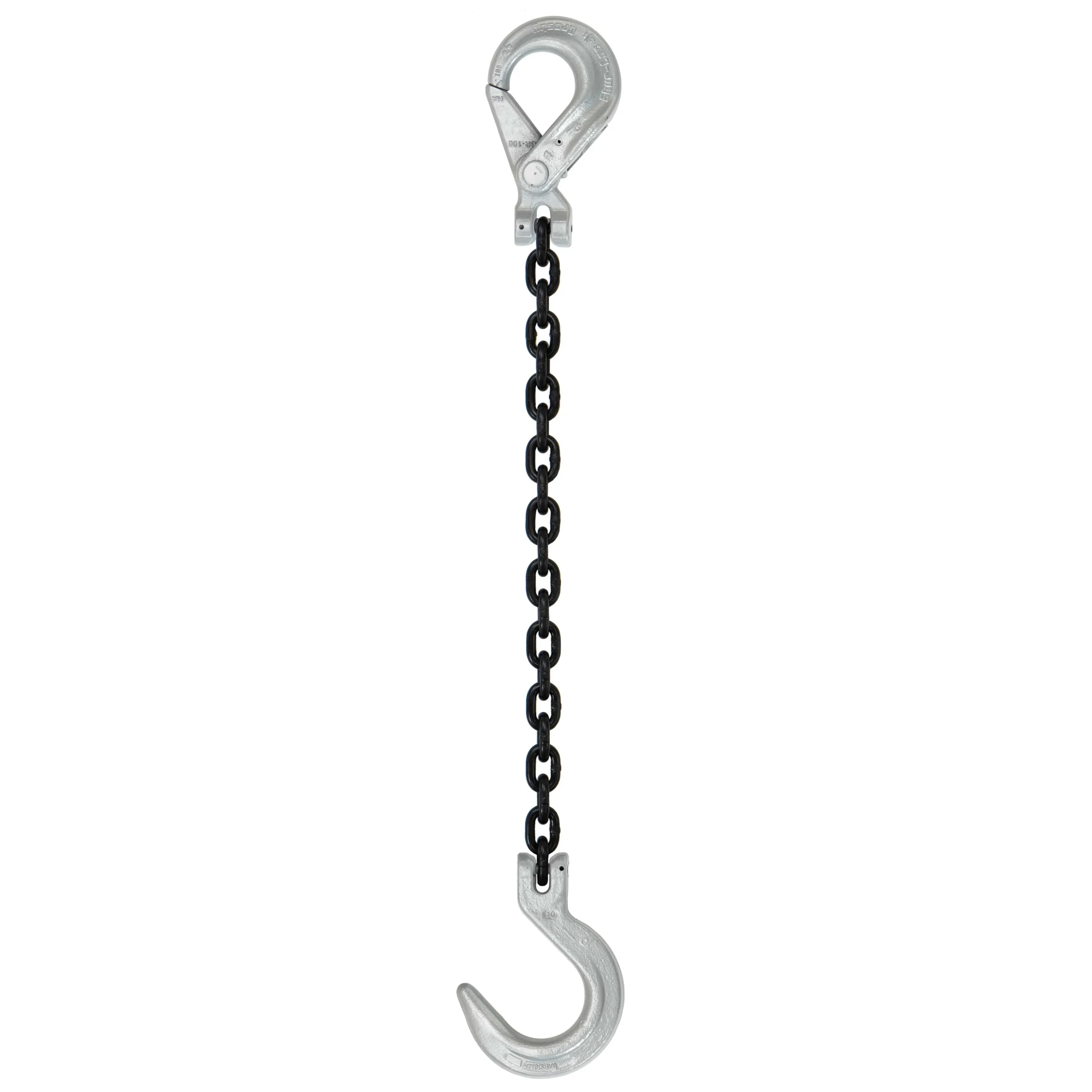 5/16" x 16' Domestic Single Leg Chain Sling with Crosby Self-Locking + Foundry Hooks - Grade 100