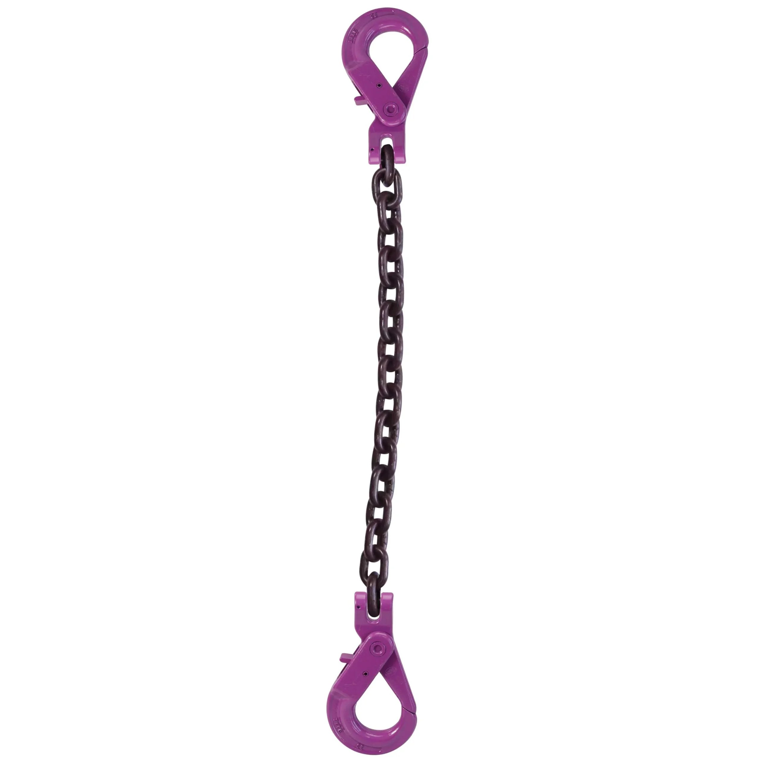 5/16" x 16' Single Leg Chain Sling w/ Self-Locking & Self-Locking Hooks - Grade 100