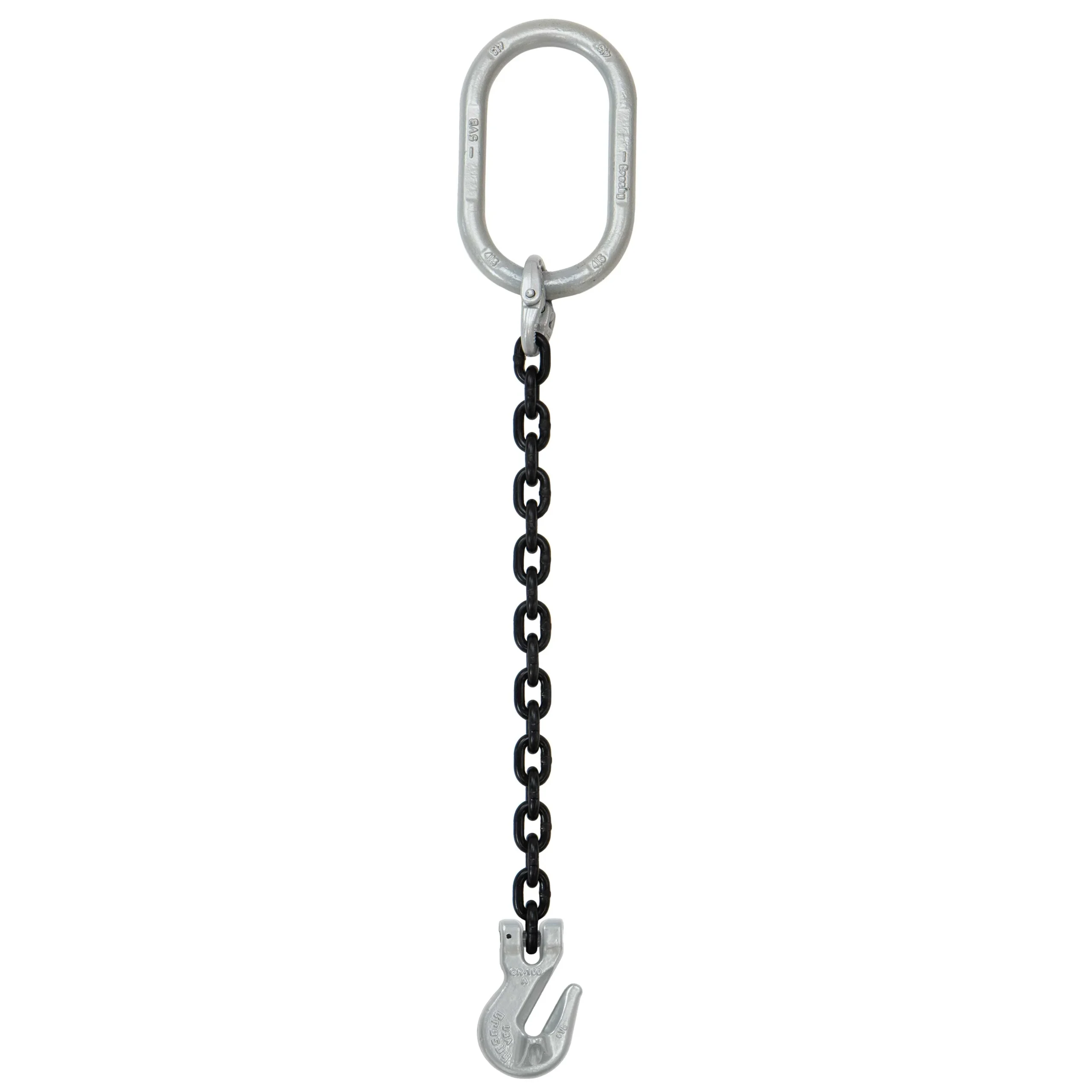 5/16" x 20' Domestic Single Leg Chain Sling with Crosby Grab Hook - Grade 100