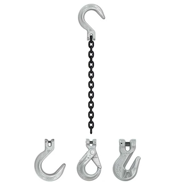 5/16" x 3' Domestic Single Leg Chain Sling with Crosby Grab & Foundry Hooks - Grade 100
