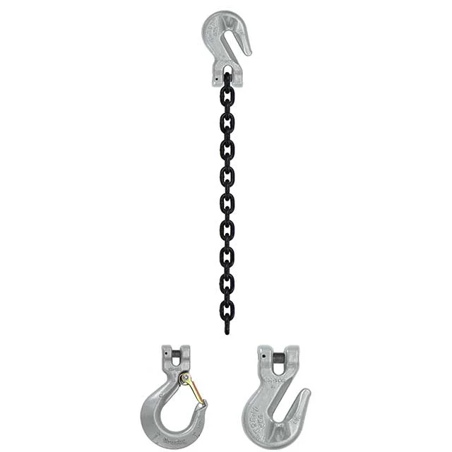 5/16" x 3' Domestic Single Leg Chain Sling with Crosby Grab & Sling Hooks - Grade 100