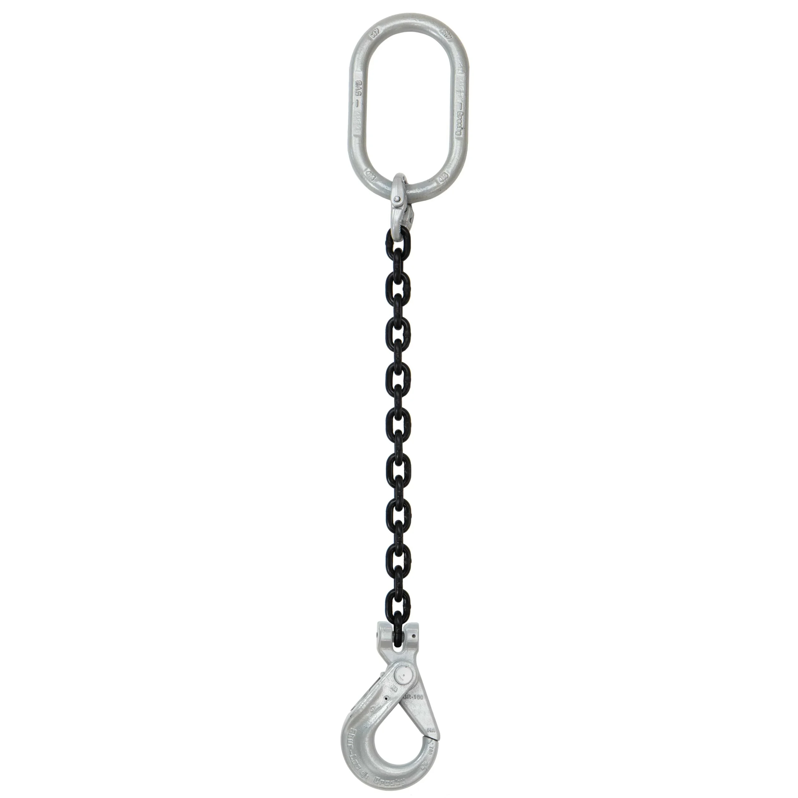 5/16" x 5' Domestic Single Leg Chain Sling with Crosby Self-Locking Hook - Grade 100