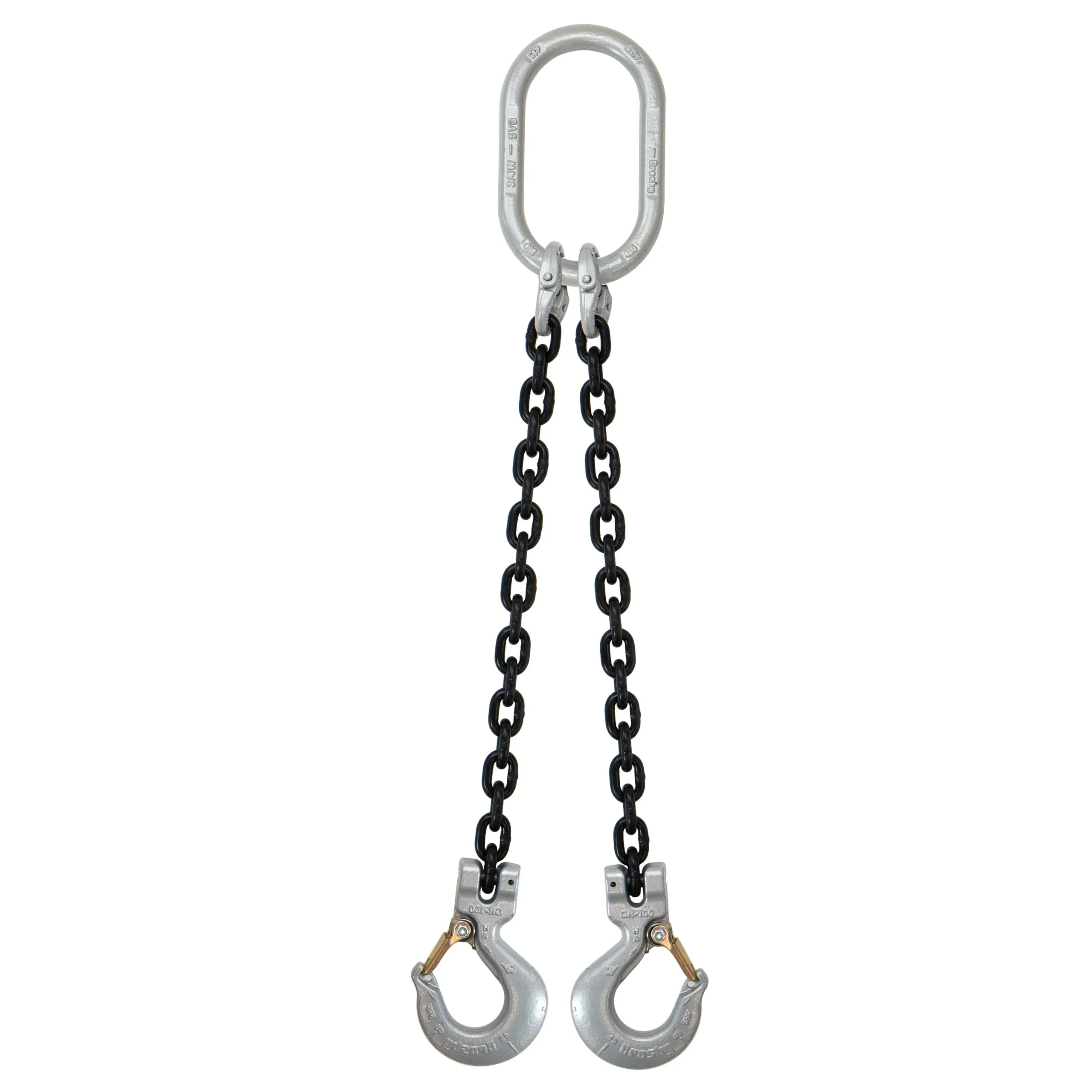 5/16" x 6' Domestic 2 Leg Chain Sling with Crosby Sling Hooks - Grade 100