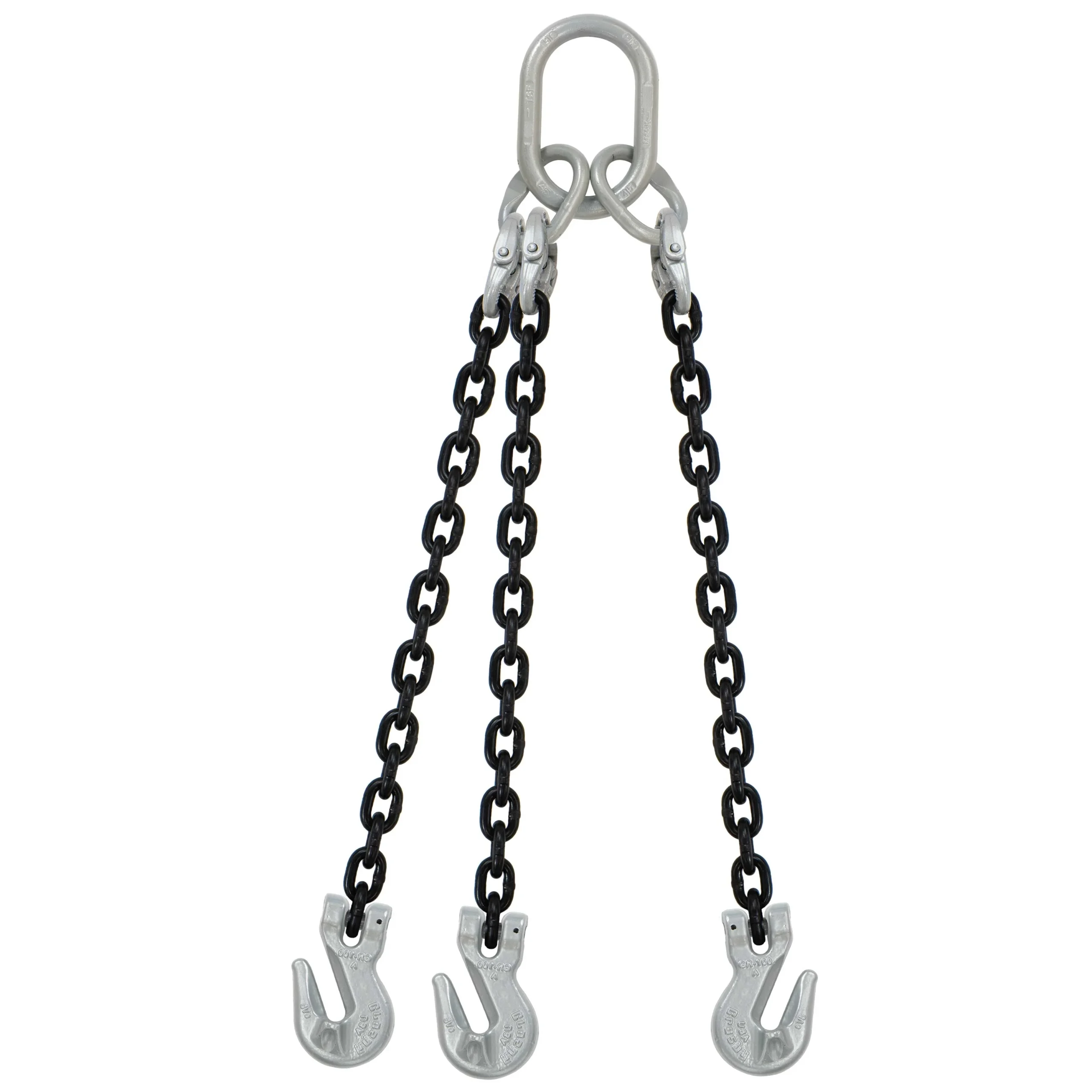 5/16" x 6' Domestic 3 Leg Chain Sling with Crosby Grab Hooks - Grade 100