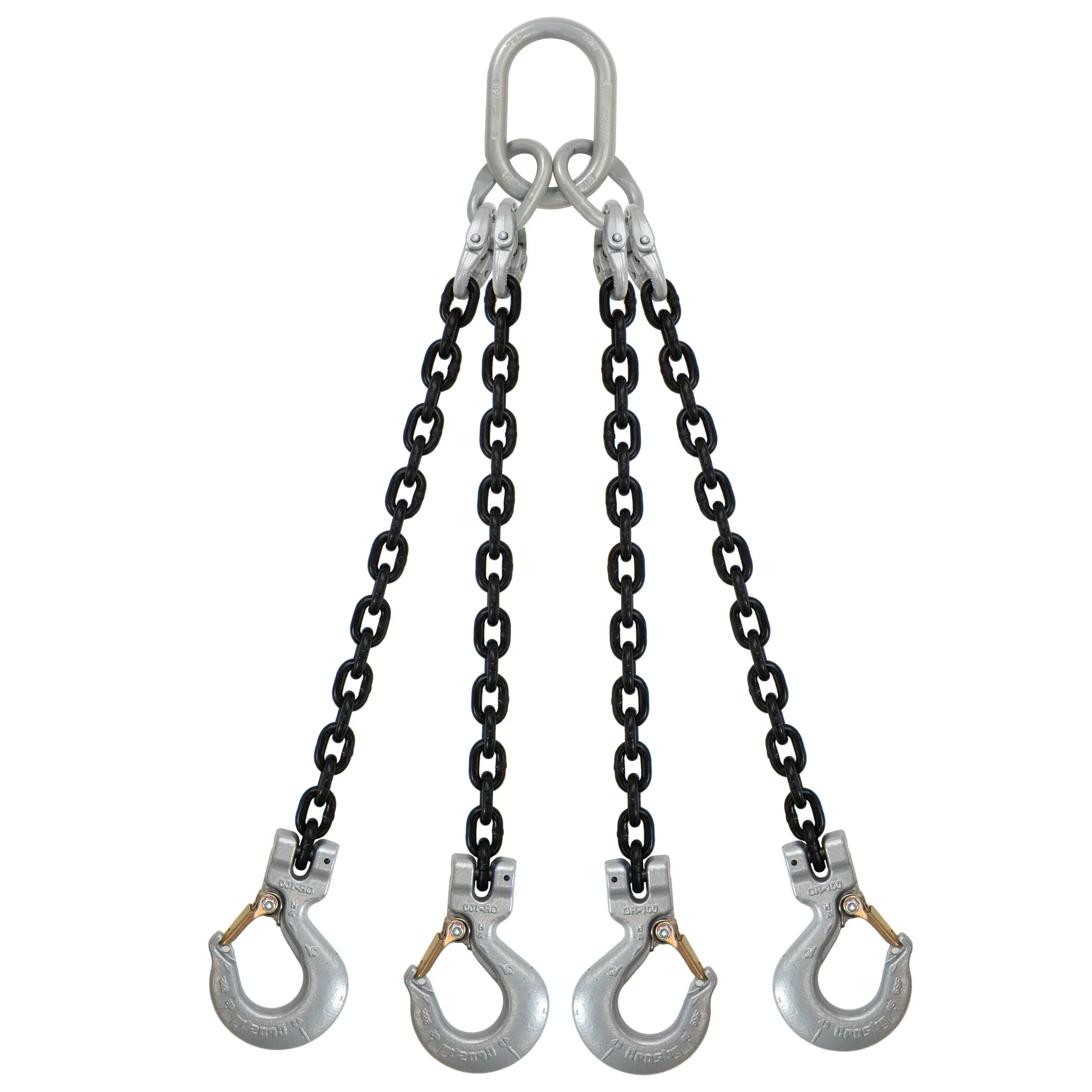 5/16" x 8' Domestic 4 Leg Chain Sling with Crosby Sling Hooks - Grade 100