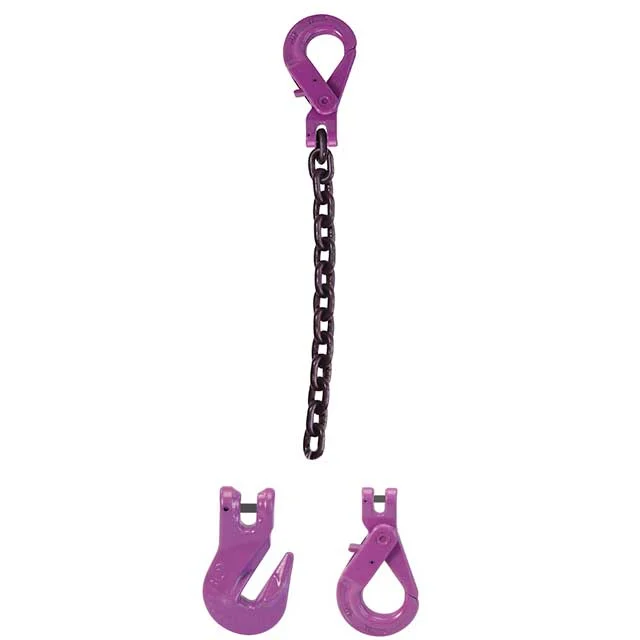 5/8" x 3' Single Leg Chain Sling w/ Grab & Self-Locking Hooks - Grade 100