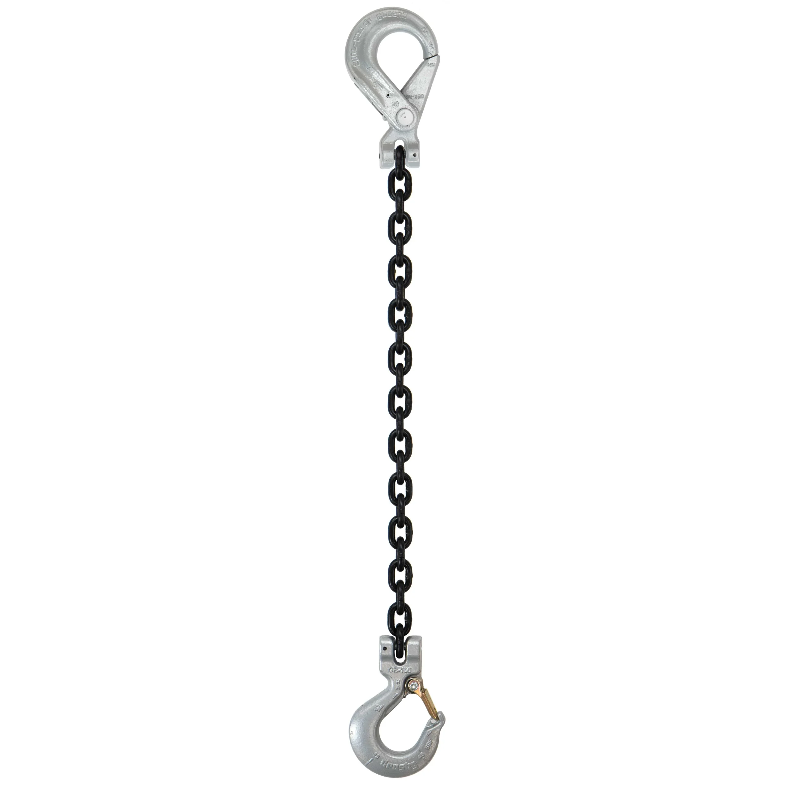 5/8" x 8' Domestic Single Leg Chain Sling with Crosby Sling & Self-Locking Hooks - Grade 100