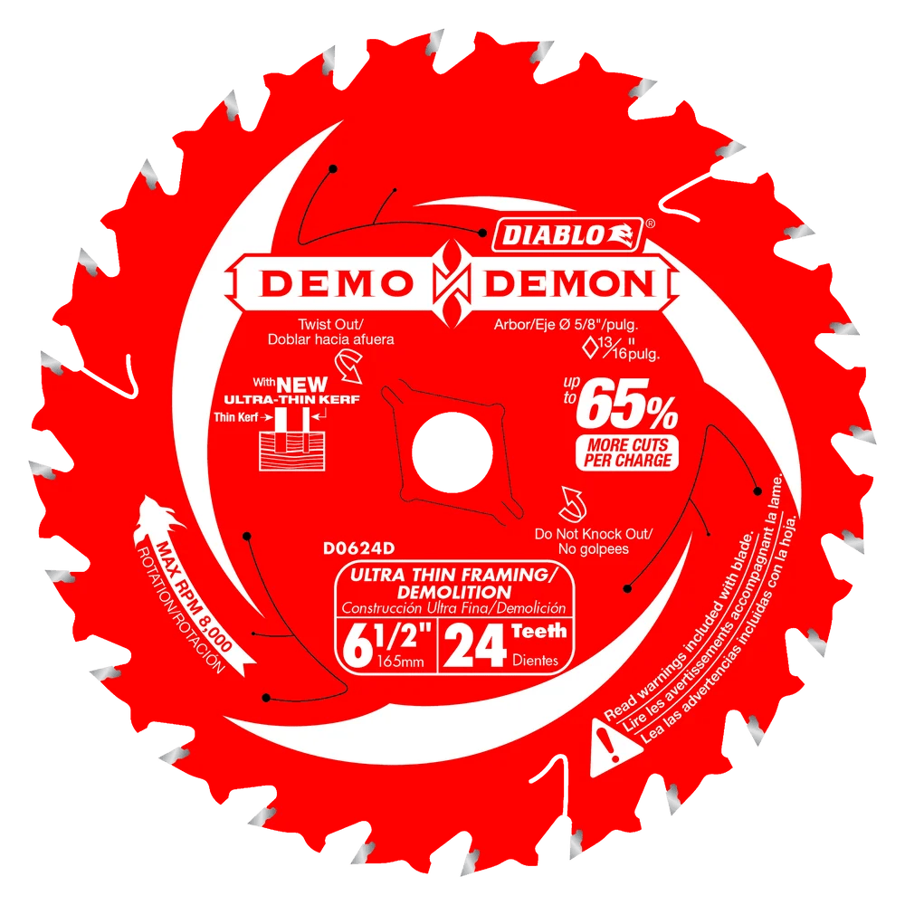 6-1/2 in. 24-Tooth Ultra-Thin Framing/Demolition Saw Blade - 15 per Order