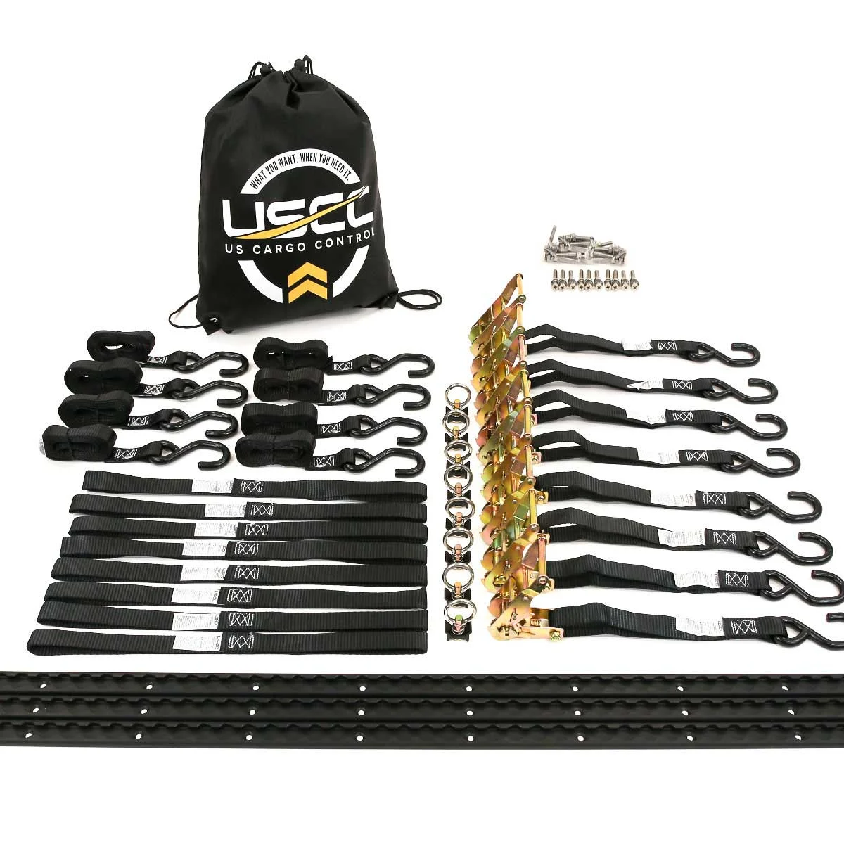 6' Double Motorcycle L-Track Tie Down System Kit | Black Aluminum L-Track