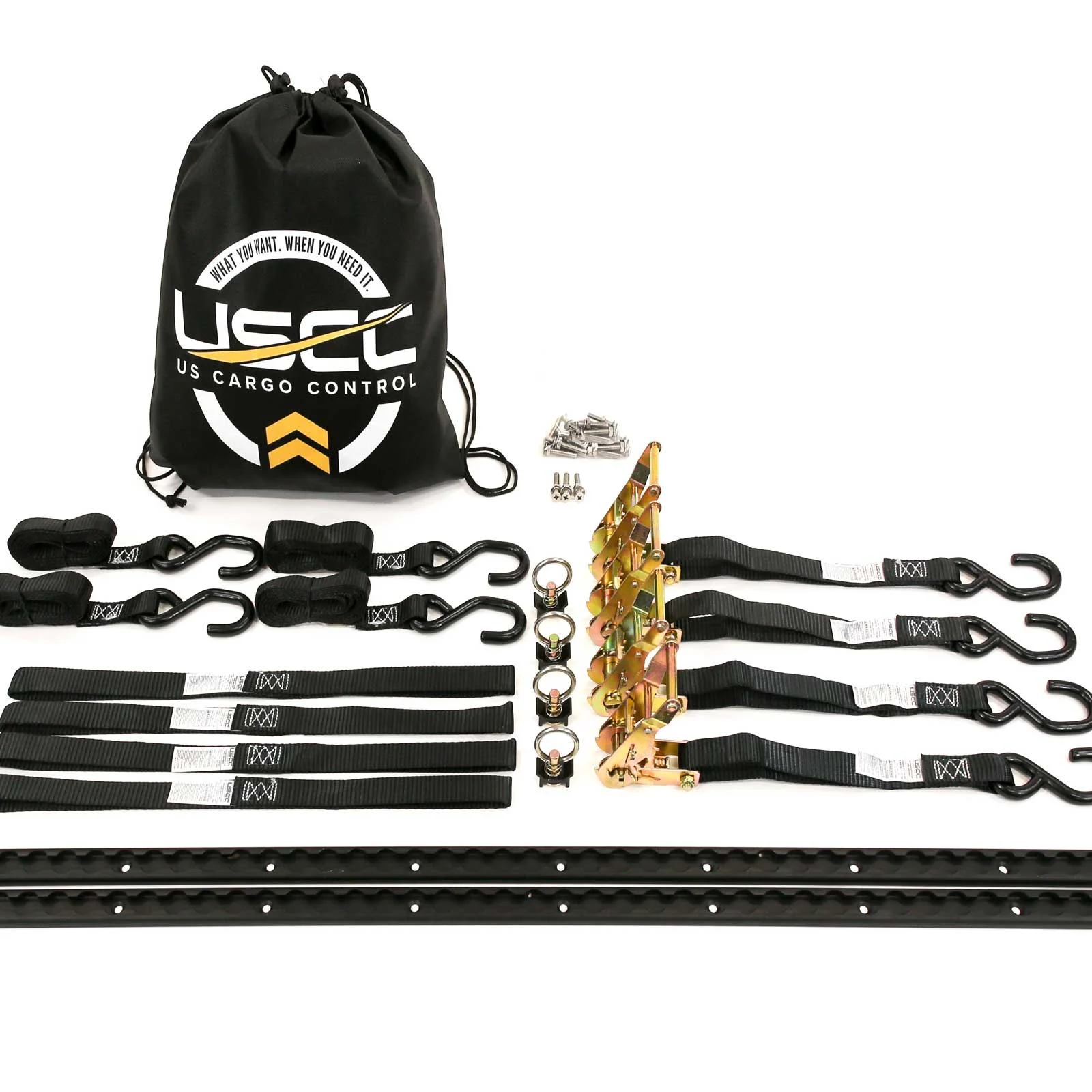 6' Motorcycle L-Track Tie Down System Kit | Black Aluminum L-Track