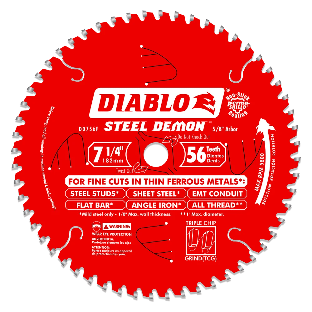 7-1/4 in. x 56 Tooth Carbide-Tipped Saw Blade for Metal - 8 per Order