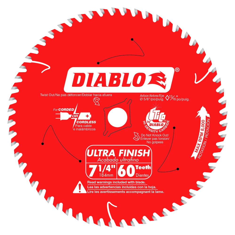 7-1/4 in. x 60 Tooth Ultra Finish Saw Blade - 14 per Order