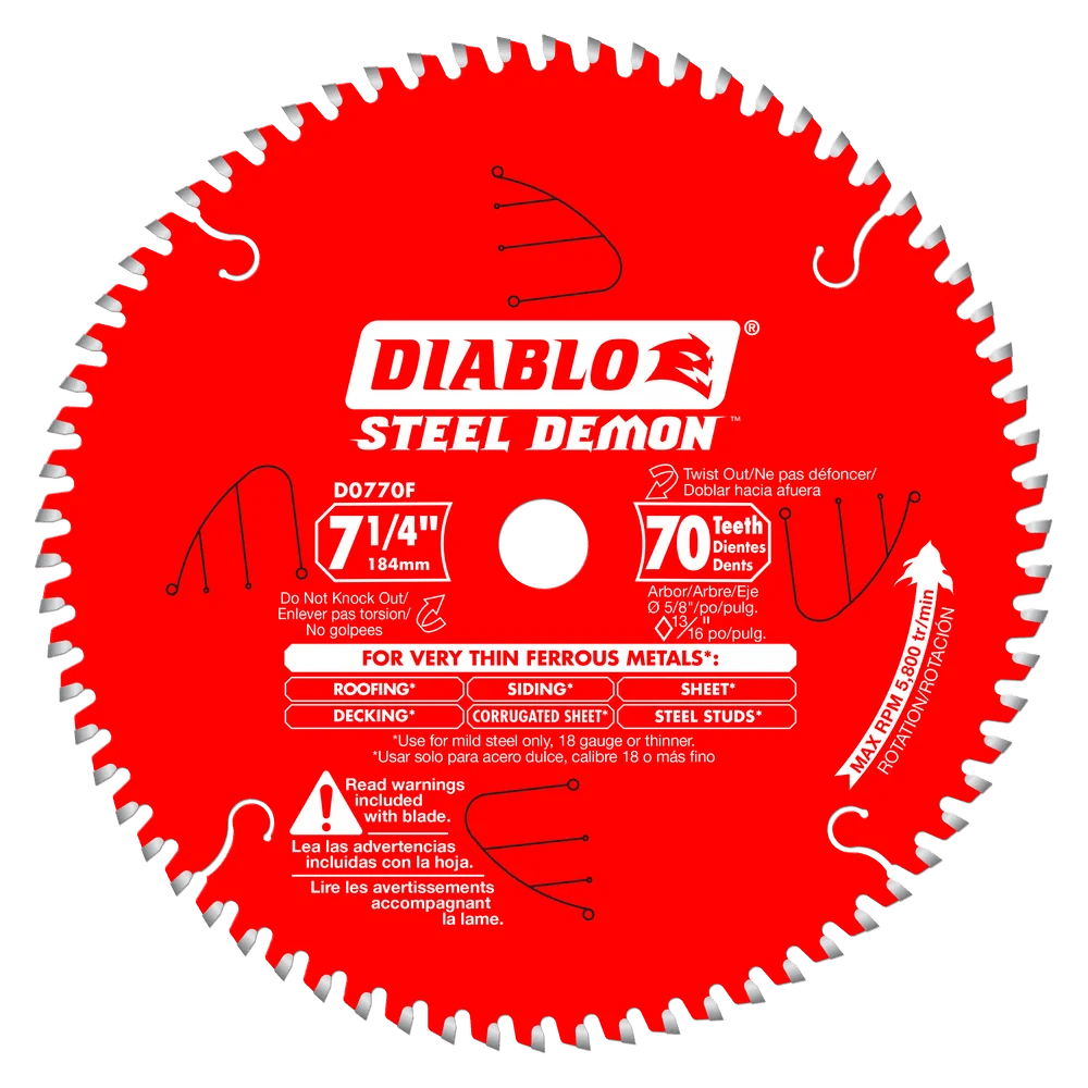 7-1/4 in. x 70 Tooth Carbide-Tipped Saw Blade for Metal - 8 per Order