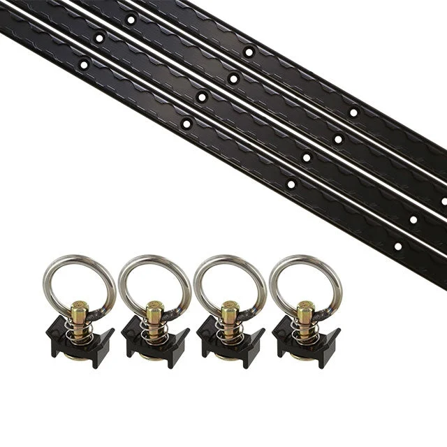 8' L Track Tie Down System Kit | Black Aluminum L-Track