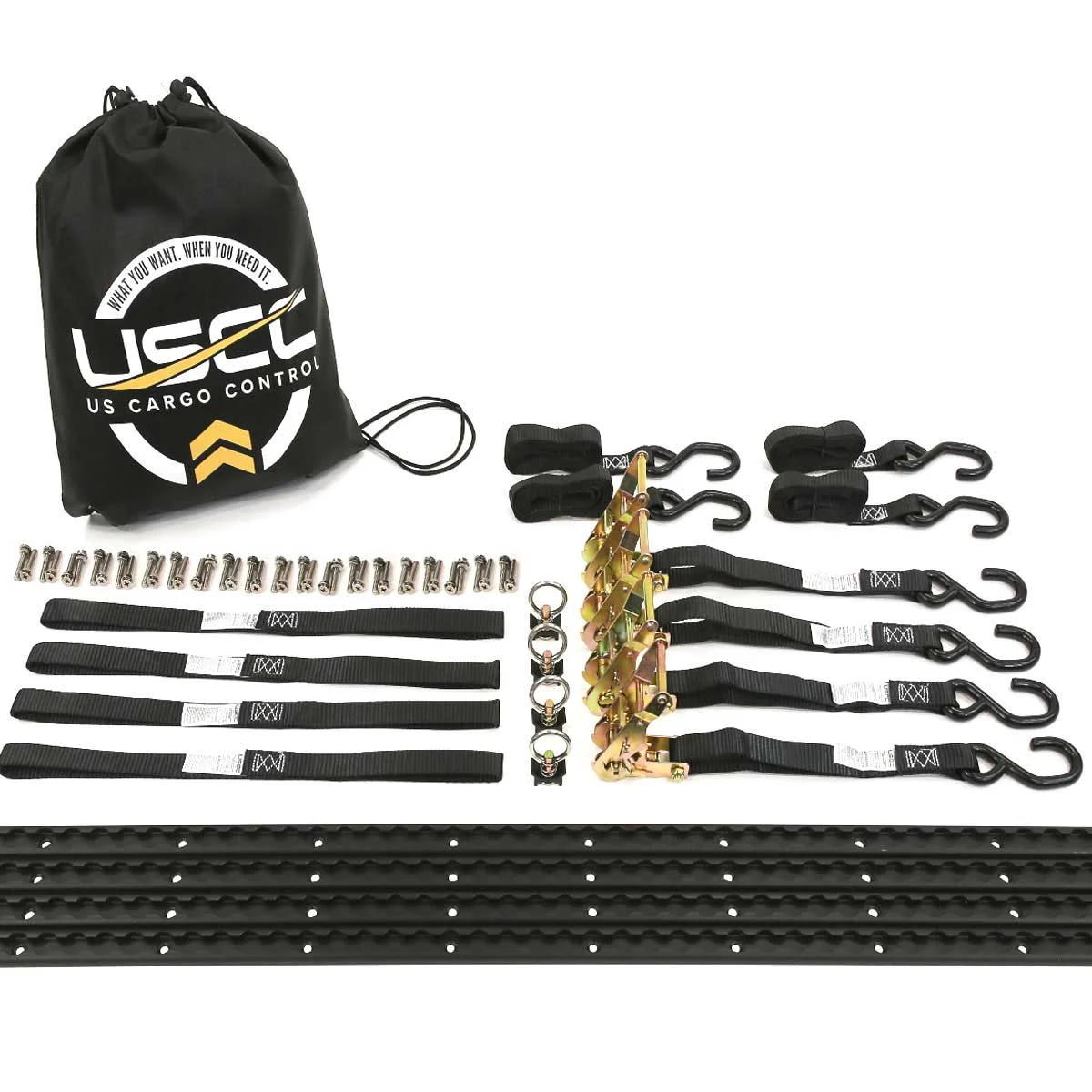 8' Motorcycle L-Track Tie Down System Kit | Black Aluminum L-Track