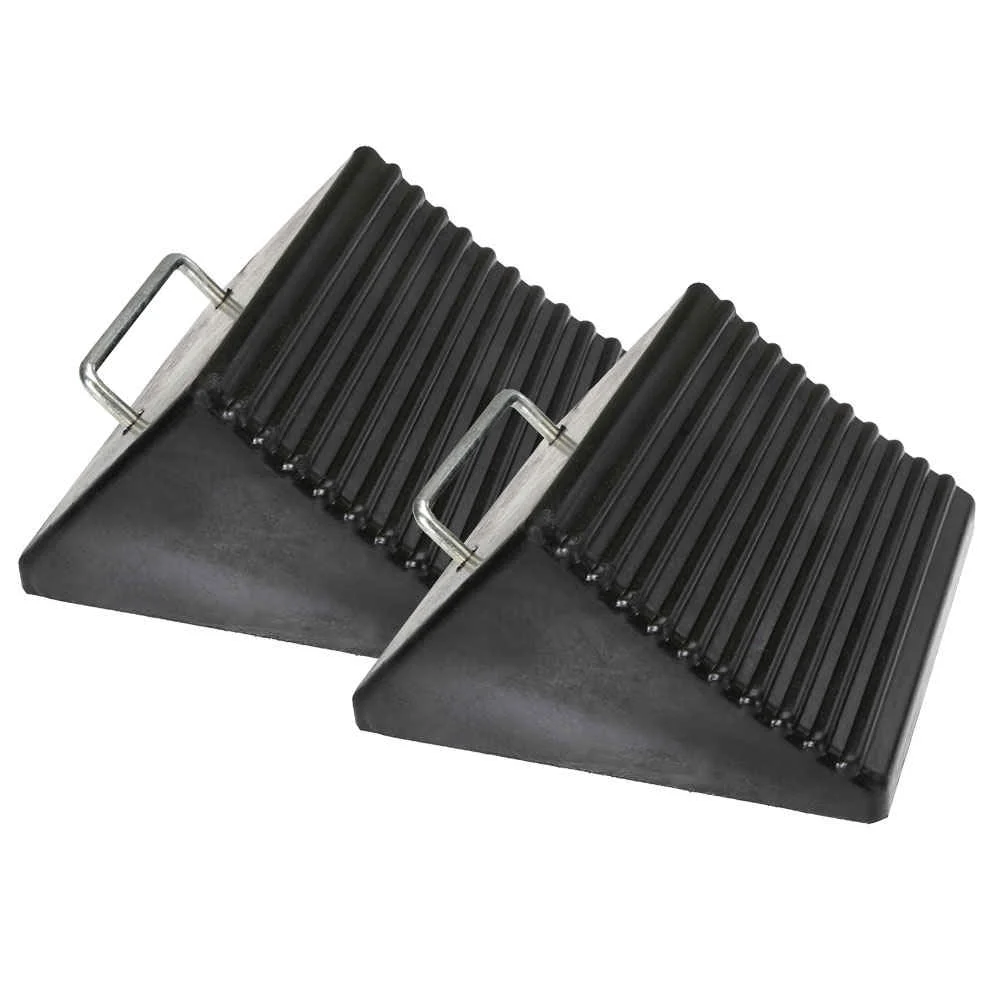 8" Rubber Wedge-Style Wide Wheel Chock - 2 Pack