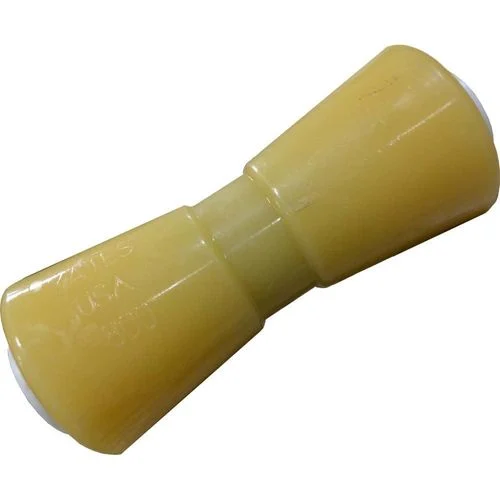 8" Wide Bracket Keel Roller Thermoplastic Rubber Yellow 5/8" Shaft
