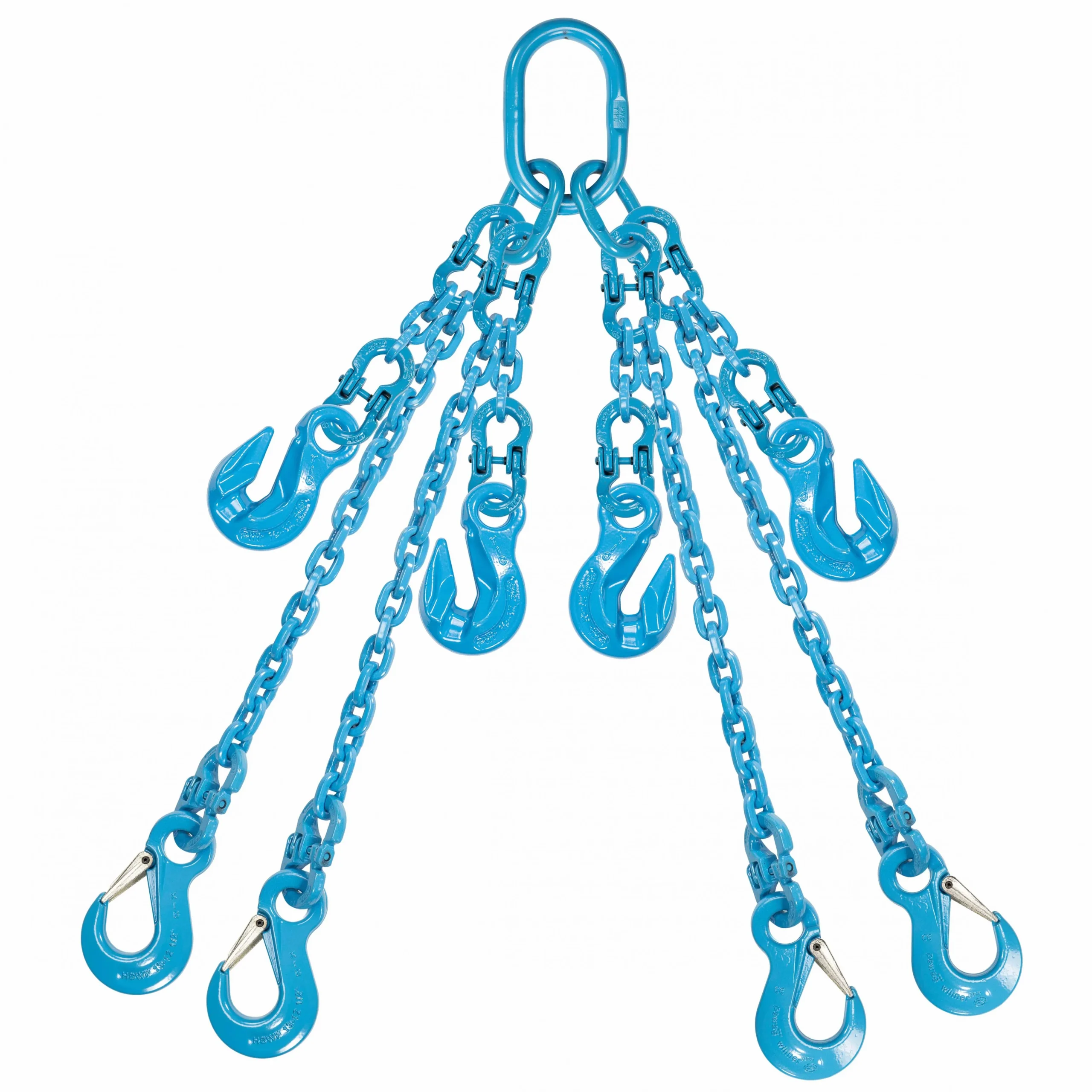 9/32" x 10' PewagAdjustable 4 Leg Chain Sling w/ Sling Hooks - Grade 120