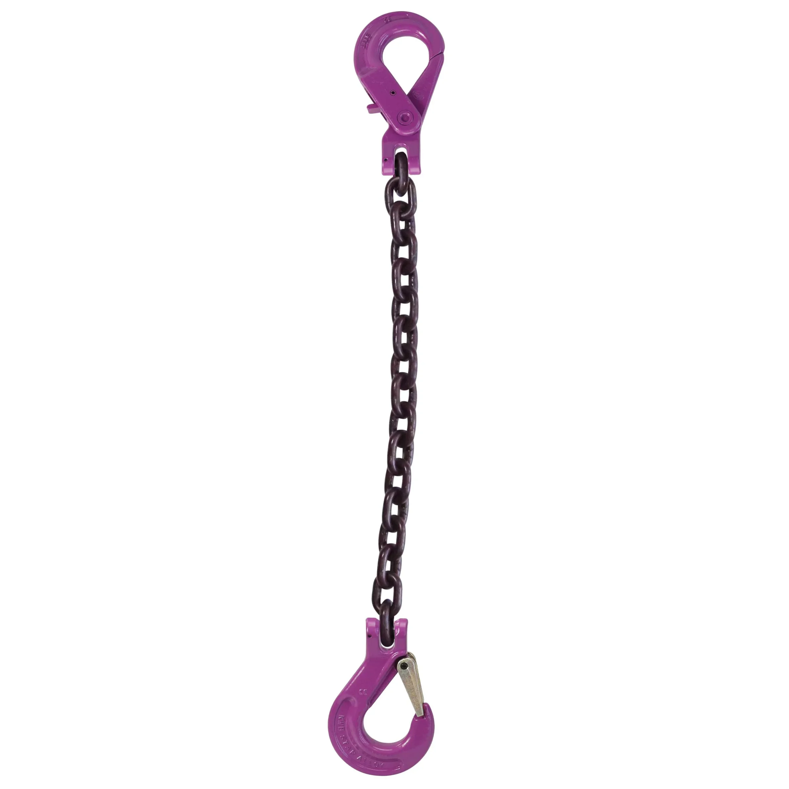9/32" x 12' Single Leg Chain Sling w/ Sling & Self-Locking Hooks - Grade 100