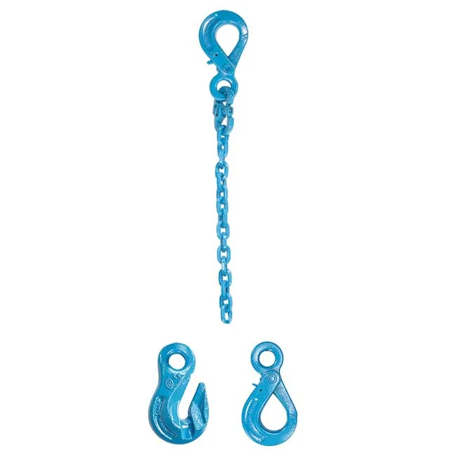 9/32" x 3' Pewag Single Leg Chain Sling w/ Grab & Self-Locking Hooks - Grade 120