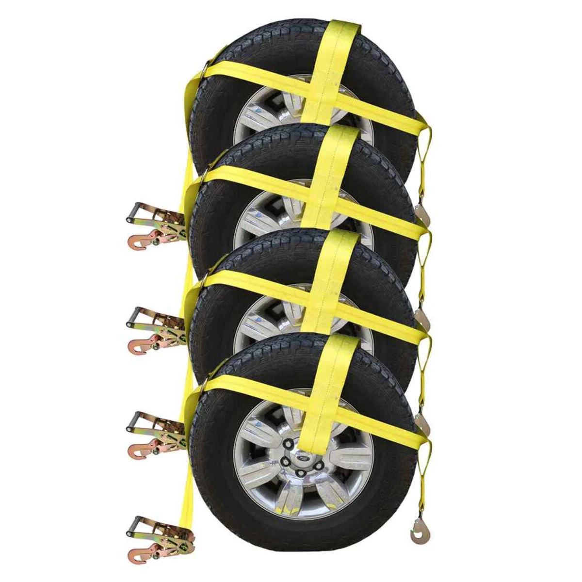 Adjustable Wheel Net with 4" Top Strap, Twisted Snap Hook and Ratchet w/ Snap Hook - 4 pack