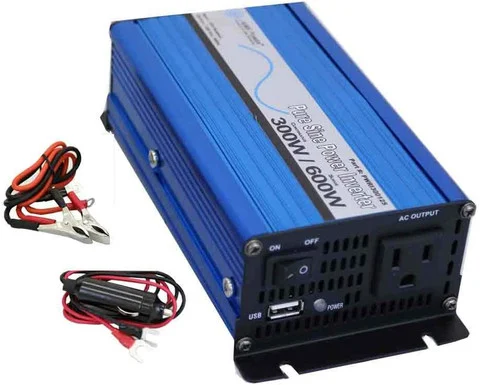 AIMS Power 300 Watt Pure Sine Inverter with Cables (PWRI30012S)