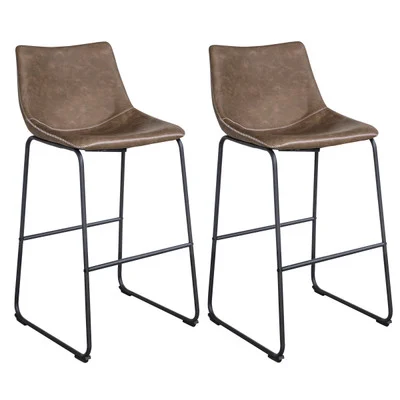 AmeriHome BSLCCSET Classic Faux Leather Bar Chair Set - Coffee