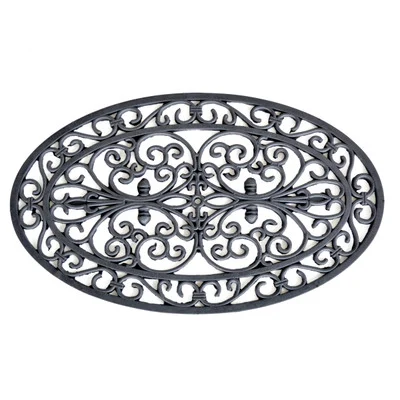 AmeriHome RMATOV Decorative Scrollwork Rubber Mat 18 x 30 in. - Oval Shape