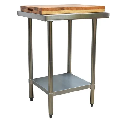 AmerIHome SSBBT24 24 inch Stainless Steel Table with Cutting Board Set - 2 Piece