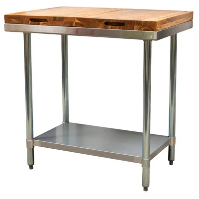 Amerihome SSBBT36 36 inch Stainless Steel Table with Cutting Board Set - 3 Piece