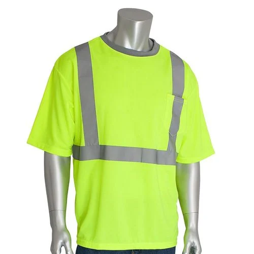 ANSI Class 2 Type Shirt Sleeve T-Shirt, HI-VIS Yellow, Large