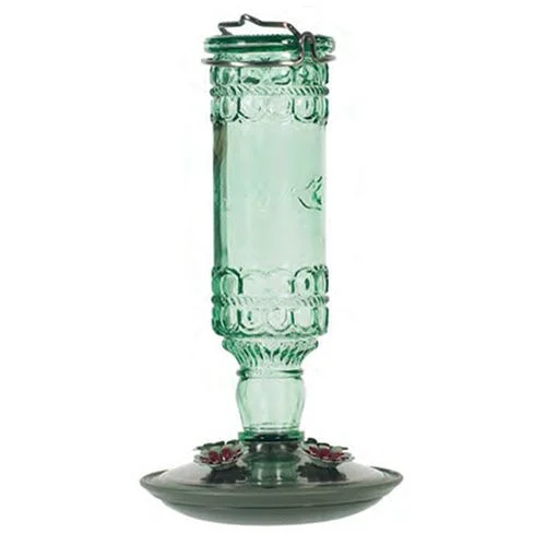 Antique Glass Bottle Hummingbird Feeder