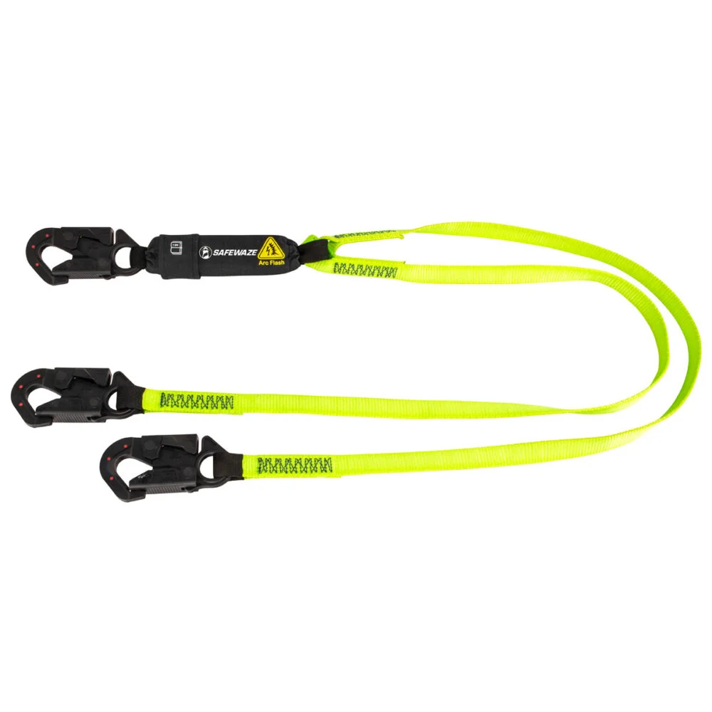 Arc Flash 6′ Energy Absorbing Lanyard: Dual Leg, Dielectric Snap Hooks