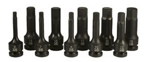 ATD Tools 4605 1/2" Dr. Metric Impact Hex Driver Set, 10pc.