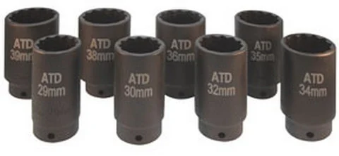 ATD Tools 8628 1/2 Dr. 12-point Fwd Axle Nut Socket Set, 8pc.