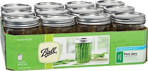 BallMason Jars, Wide Mouth Pint, 16 Oz., 12 Count