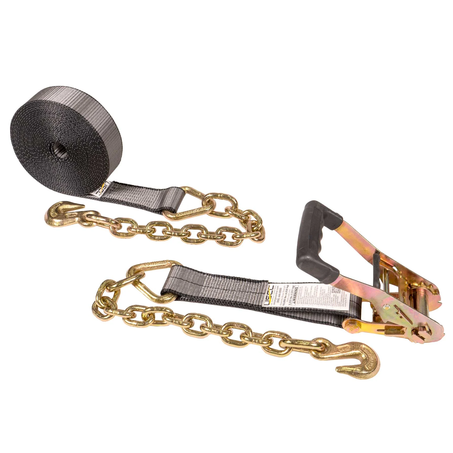 Blackline 2" x 30' Heavy-Duty Ratchet Strap with Chain Extension